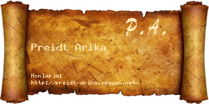 Preidt Arika névjegykártya